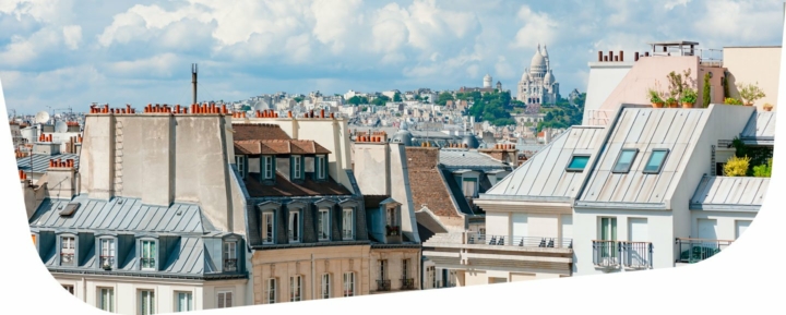 Header page CGV Edgar Suites. Photo paris avec vue sur Montmartre et le Sacré Cœur.