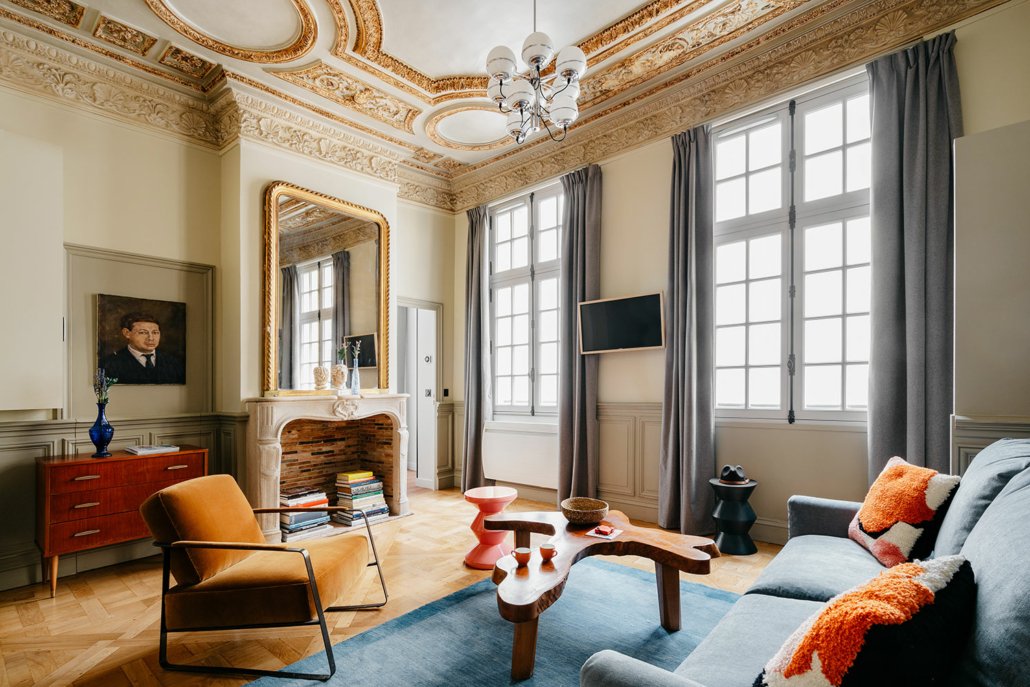 Photo de la salle de séjour d'une suite urbaine Edgar Suites
